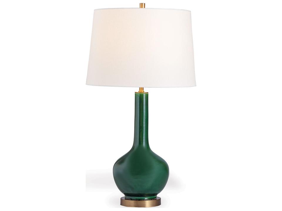 Alex Emerald Porcelain Table Lamp with Aged Brass Accents