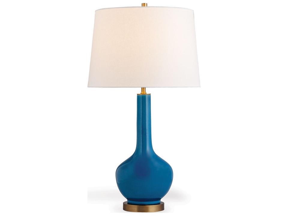 Alex Turquoise Porcelain Table Lamp with Aged Brass Accents