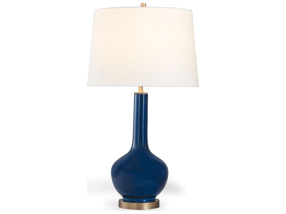 Alex Navy Porcelain Table Lamp with Aged Brass Accents
