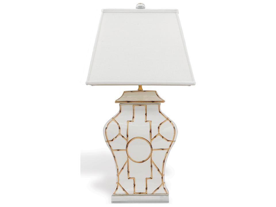 Baldwin White Hand Painted Porcelain Table Lamp with Brass Accents