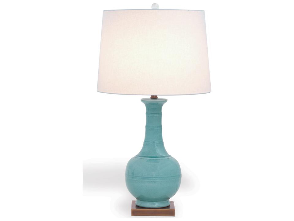Kelly Celadon Porcelain Table Lamp with Aged Brass Base 31 Inch