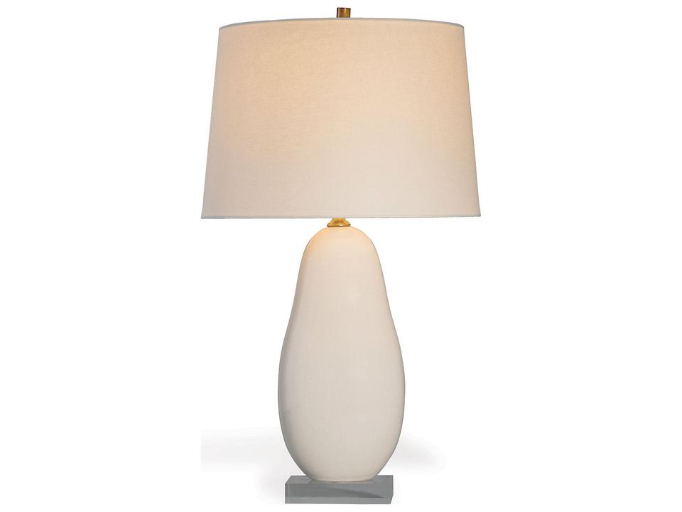 Jimmy Cream Crackle Porcelain Table Lamp with Aged Brass Hardware