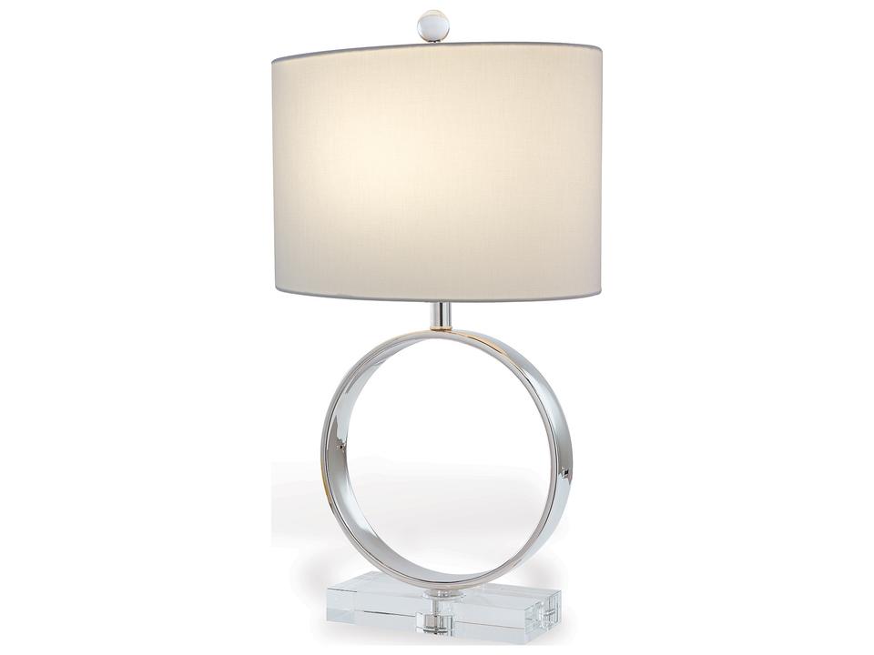 Megan Crystal Nickel Table Lamp with Off-White Oval Shade