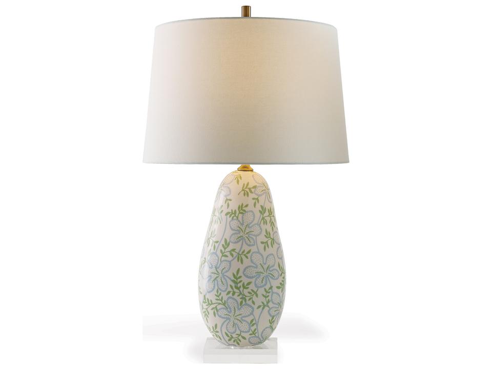 Ghost Blossom Table Lamp in Soft Green and Blue Porcelain