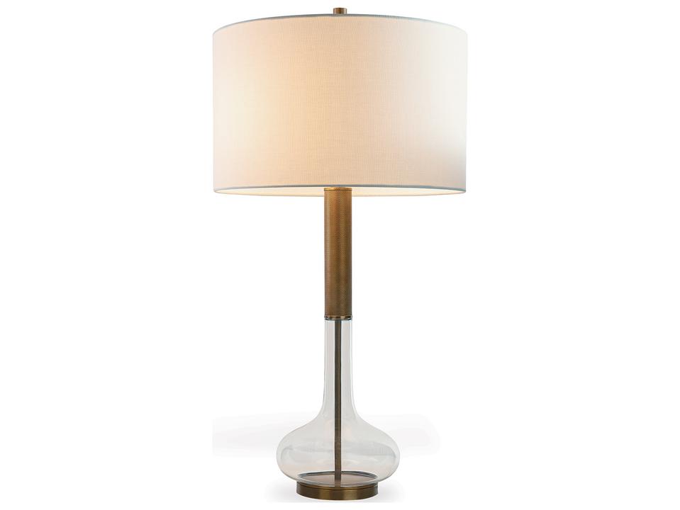 Charlie Mid-Century Brass Table Lamp with Glass Base