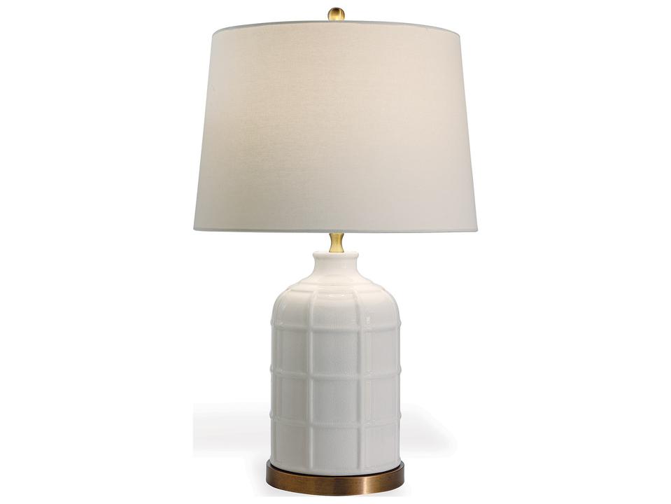 Bamboo Garden Cream Porcelain Table Lamp with Fabric Shade