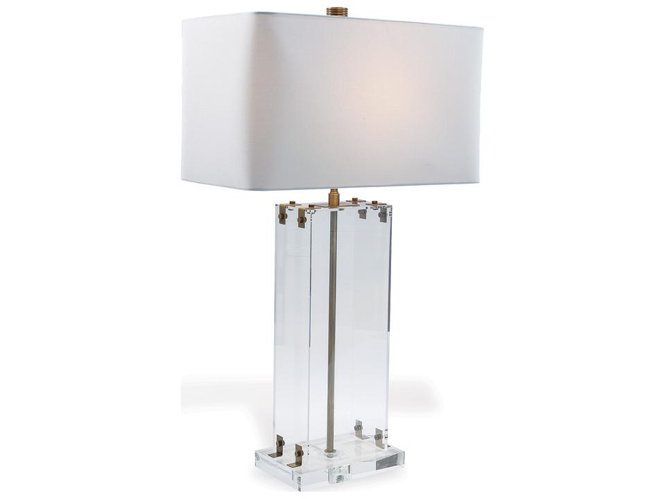 Milan Clear Acrylic Table Lamp with Aged Brass Accents