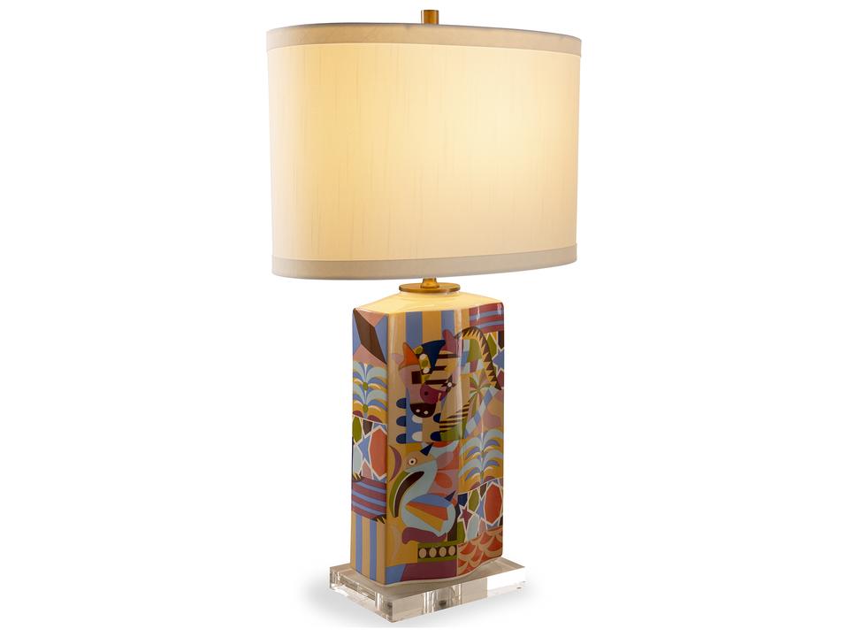Madagascar Tropical Porcelain Table Lamp with 3-Way Switch