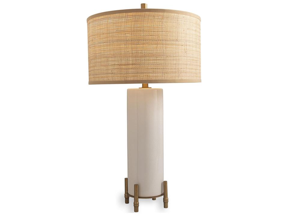 Boca Cream Porcelain Table Lamp with Raffia Shade