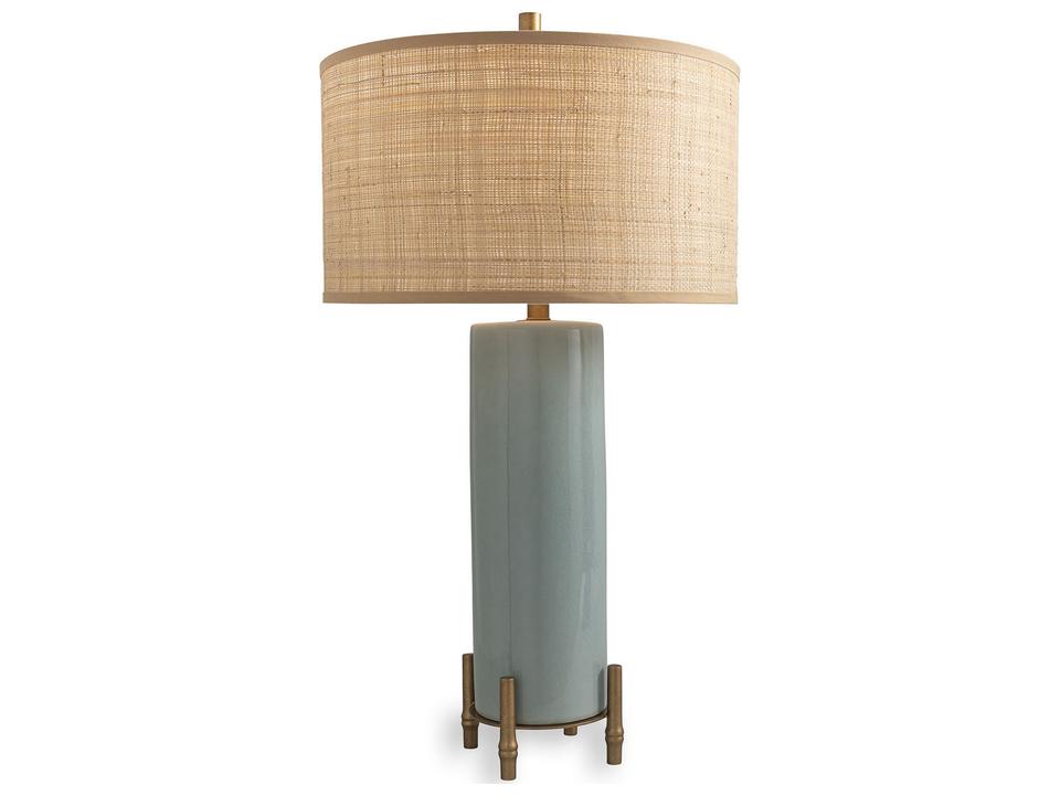 Boca Celadon Table Lamp with Aged Brass Accents