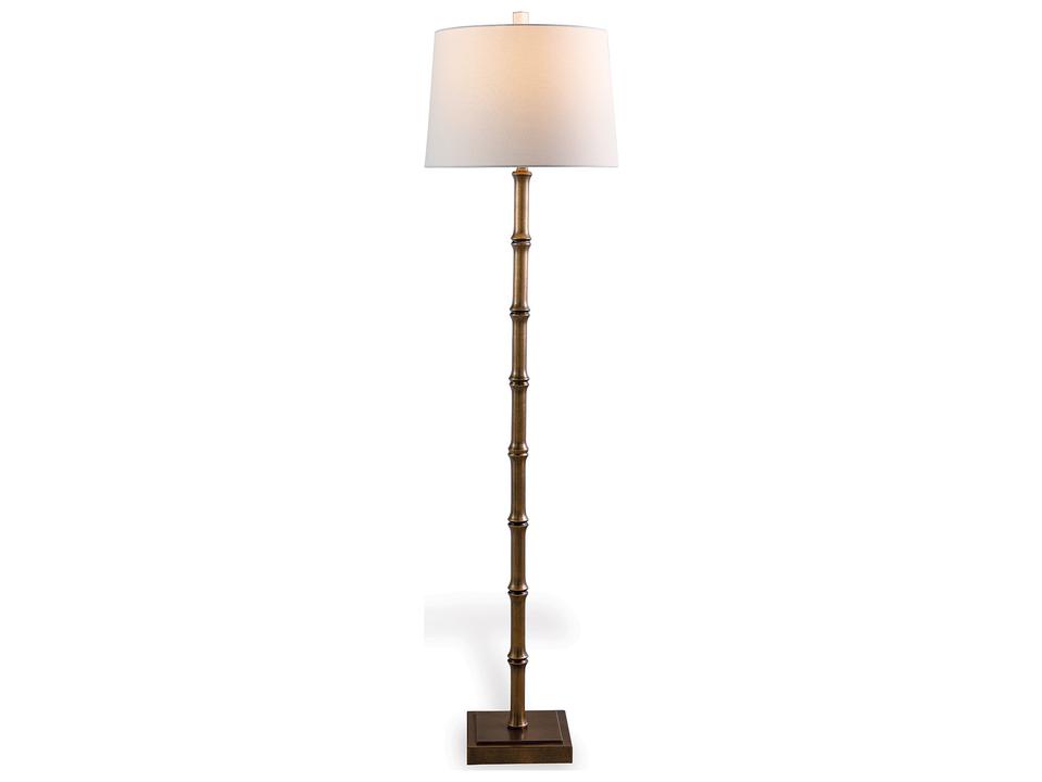 Lauderdale Traditional Floor Lamp with Antiqued Brass Bamboo Turnings
