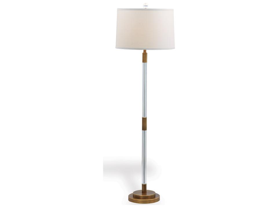Maxwell Brass Floor Lamp with Crystal Accents and Beige Shade