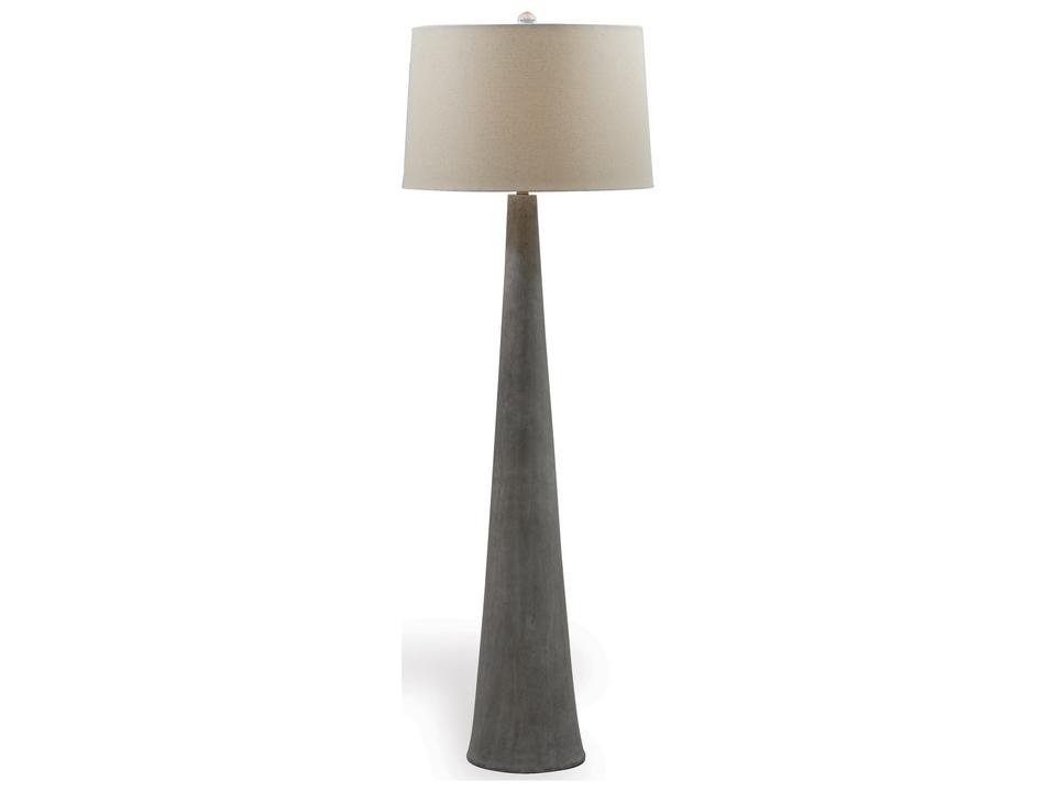 Draper Modernist Floor Lamp in Graystone Cement with Linen Shade