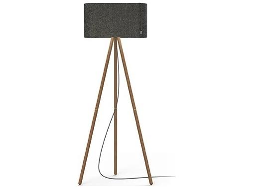 Belmont 2-Light LED Floor Lamp in Graphite Felted Wool and Walnut Base