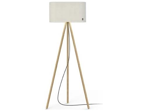 Belmont 2-Light LED Floor Lamp in White Fabric Shade and Natural Oak Base by Brad Ascalon