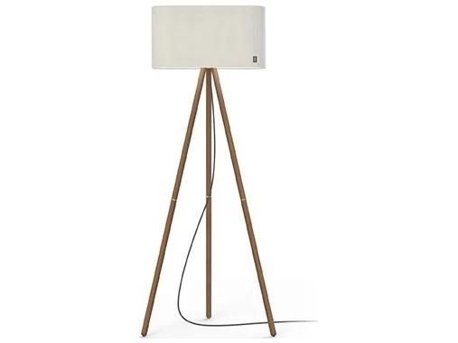 Belmont 2 Light Floor Lamp in White Felted Wool and Walnut
