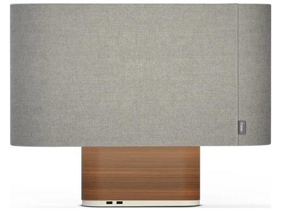 Belmont LED Table Lamp in Grey Felted Wool and Solid Walnut with USB Ports