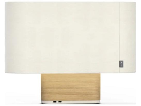 Belmont 2-Light LED Table Lamp in White Shade and Oak Base with USB Ports