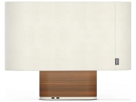Belmont LED Table Lamp White Fabric Shade Walnut Base with USB Charging Ports
