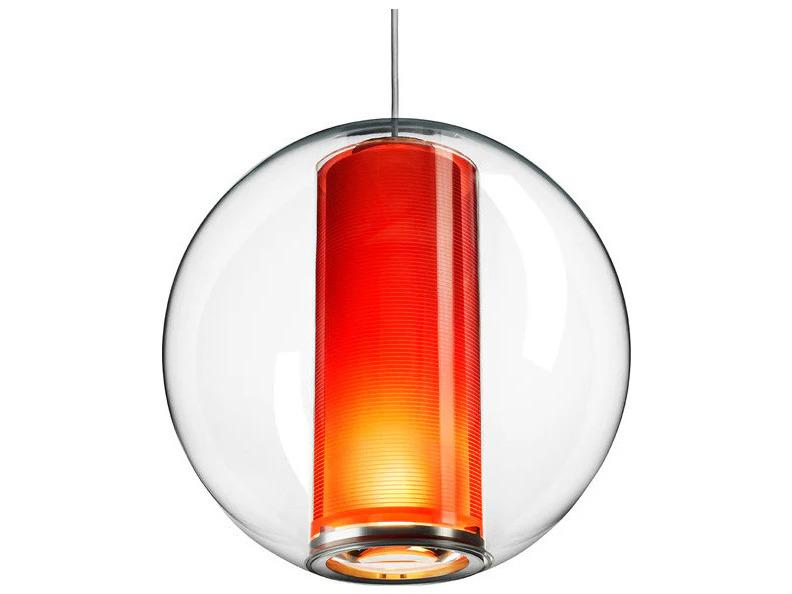 Bel Occhio 1-Light Orange Globe Pendant in Clear Acrylic by Pardo
