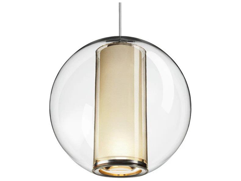 Bel Occhio 1-Light Globe Pendant in Clear Acrylic with White Diffuser