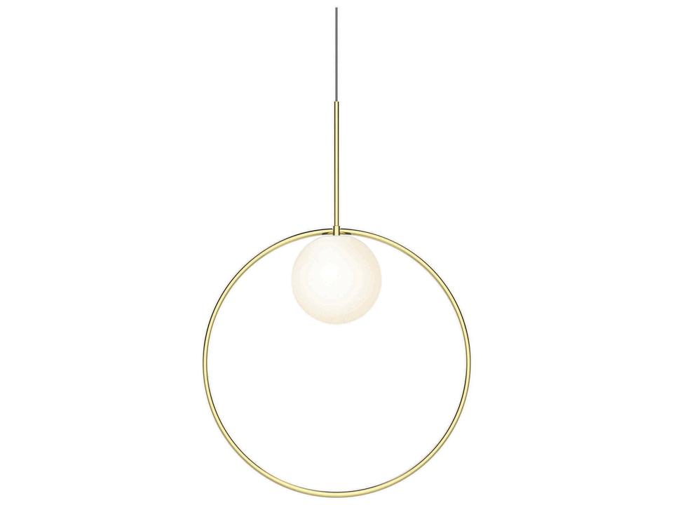 Bola Halo 18-Inch Pendant Light in Opal Glass and Chromated Steel