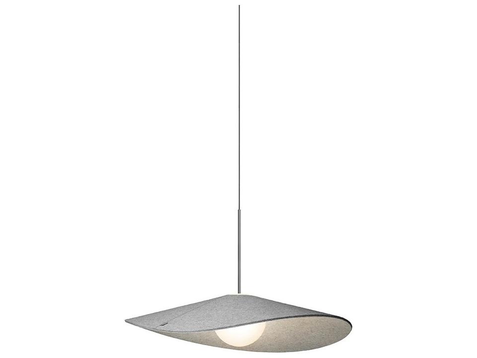 Bola Felt 1-Light Pebble Grey Globe Pendant with Opaline Glass Diffuser by Studio