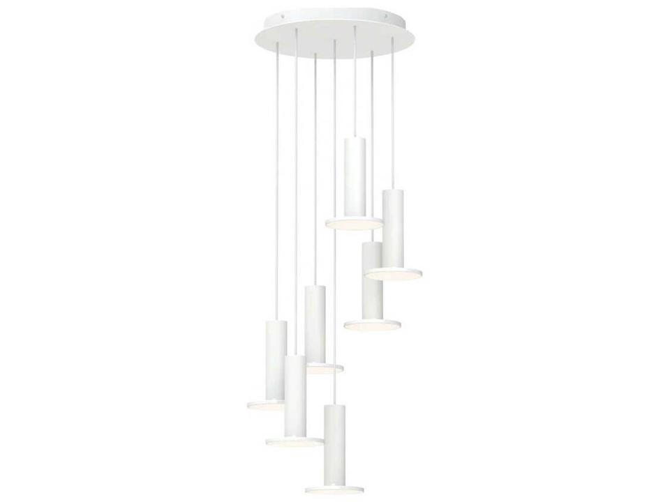 Cielo 7-Light Cylinder LED Chandelier in Aluminum and Polycarbonate