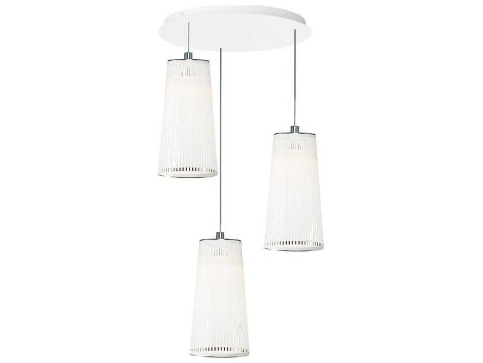 Solis 3 Light Chandelier in Polyester Fabric and Nickel Chrome Steel by Carmine Deganello