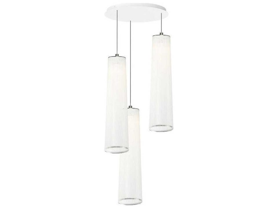 Solis 3-Light Chandelier in Laser-Cut Polyester Fabric and Nickel Chrome Steel by Carmine Deganello
