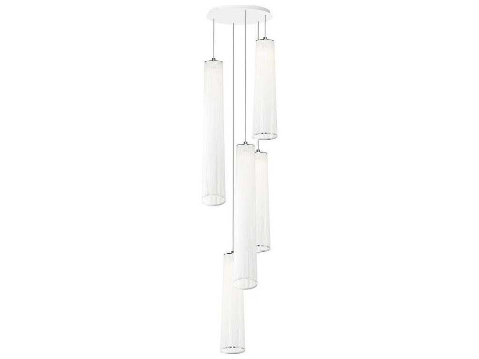 Solis 5-Light Mixed Chandelier by Carmine Deganello in Fabric and Nickel-Chrome Steel