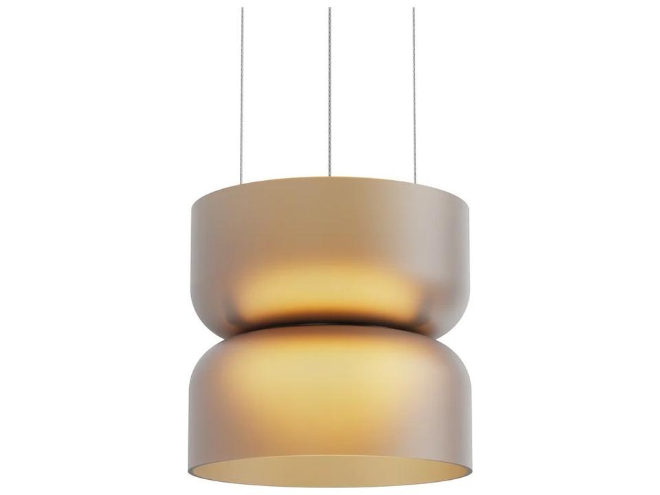 Totem Mini Up Down LED Pendant Light in Amber Glass with White Steel Canopy