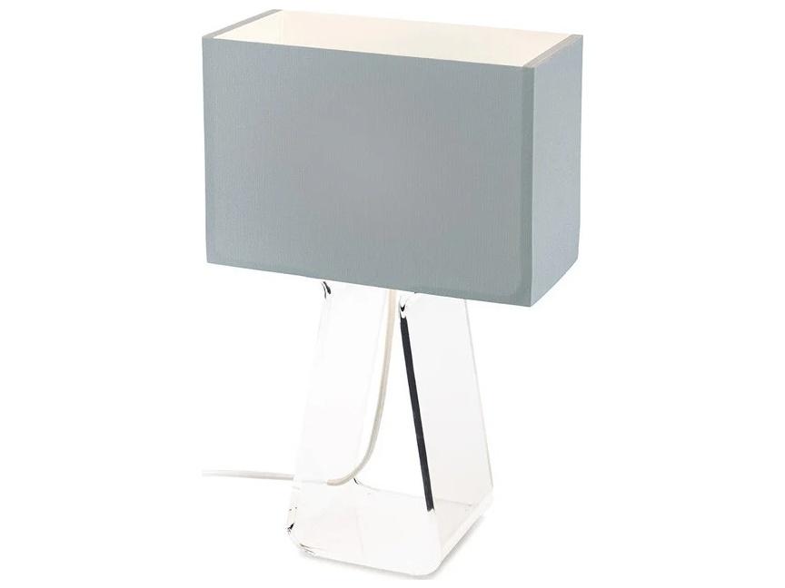 Tube Top Small Silver Clear Acrylic Table Lamp with Full-Range Dimmer