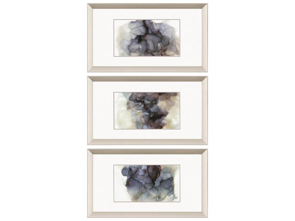 Soft Dreams Leonard 3-Piece Framed Abstract Giclee Art Set in Silver