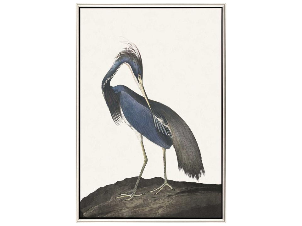 Great Heron II Canvas Wall Art with Silver Floater Frame