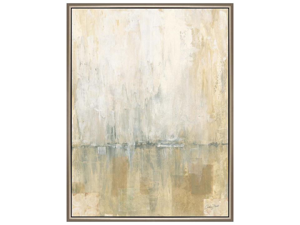 Morning Light I Abstract Landscape Canvas Wall Art with Champagne Gold Floater Frame