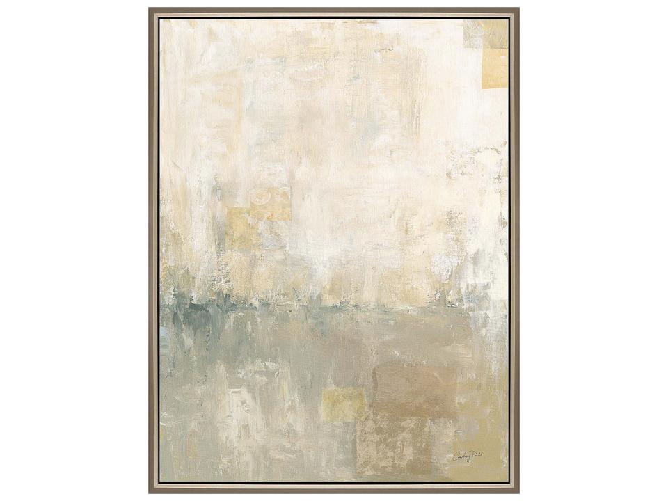 Morning Light II Abstract Landscape Canvas Wall Art with Champagne Gold Floater Frame