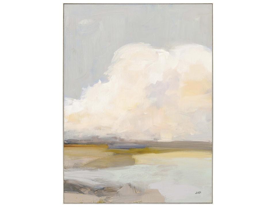 Dream of Clouds Where Land Meets Sky Framed Art in Champagne Gold