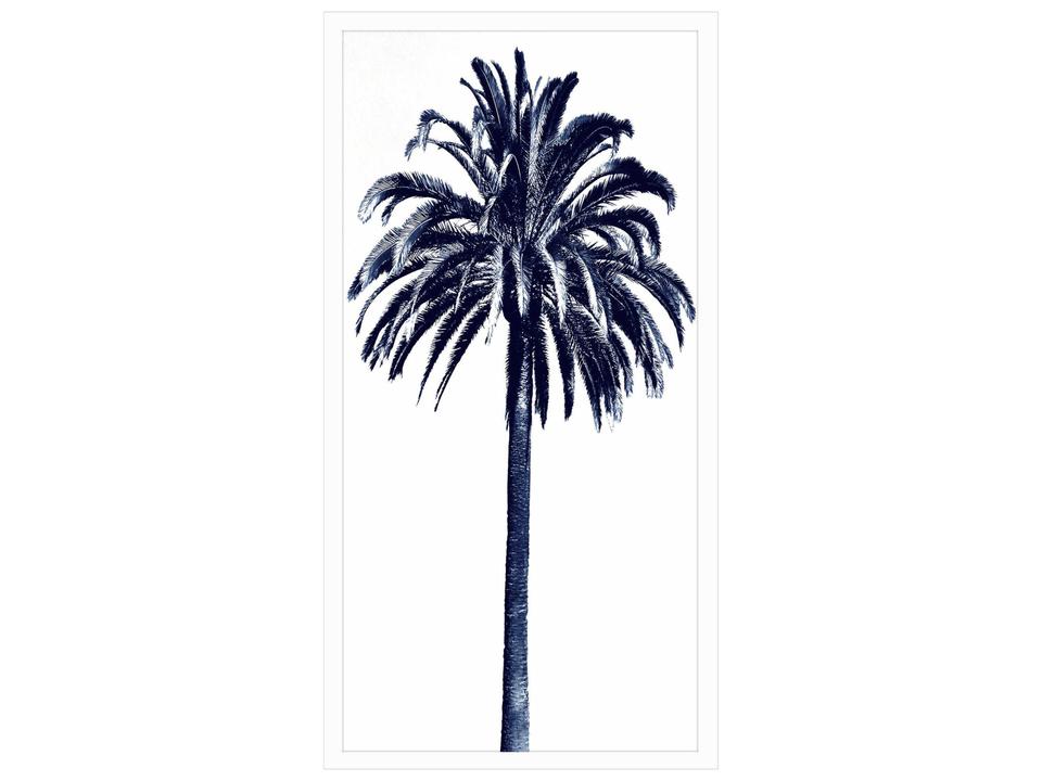 Palm Tree Blue III Framed Wall Art with White Wood Frame