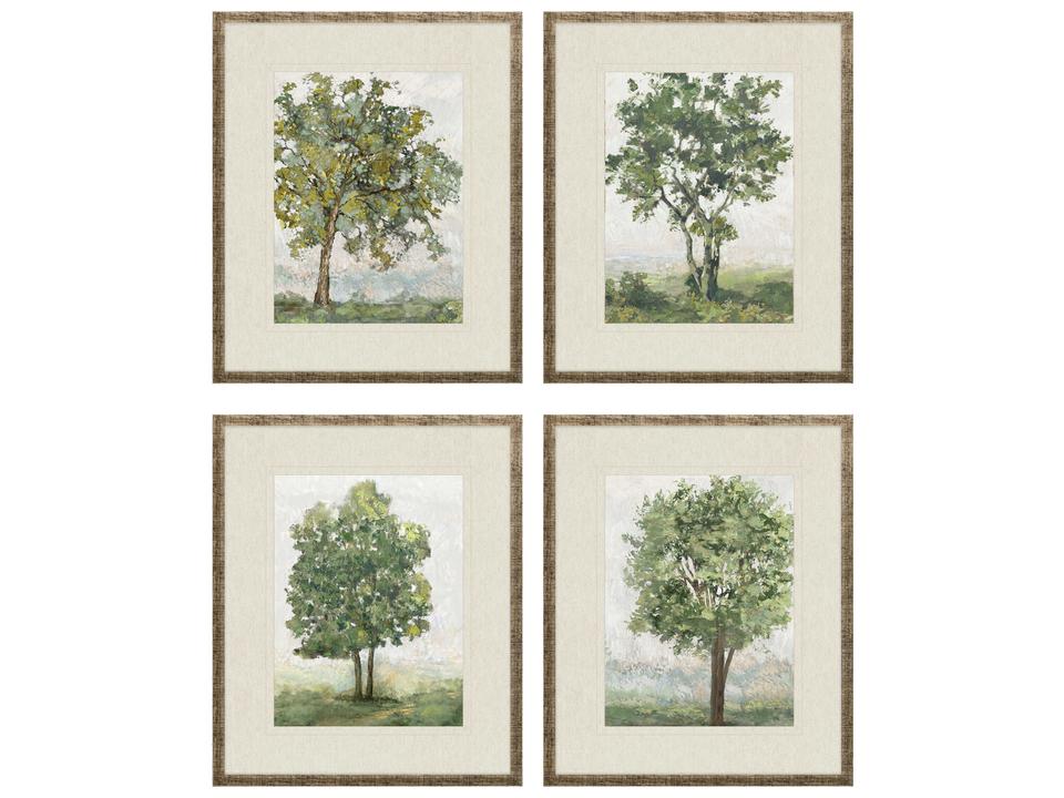 Countryside Growth Set of 4 Framed Art with Distressed Antique Gold Frame