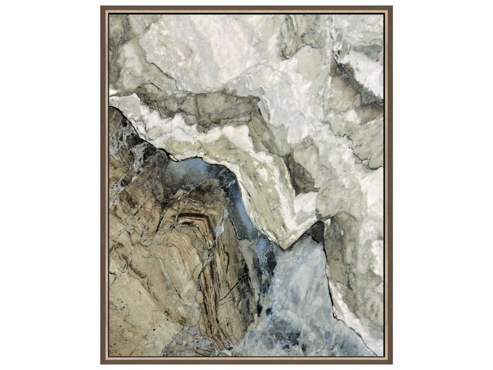 Abstract Stone-II Canvas Wall Art with Champagne Gold Floater Frame