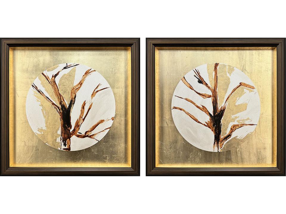 Wall Art Golden Solstice I Hand Painted Canvas Set of 2