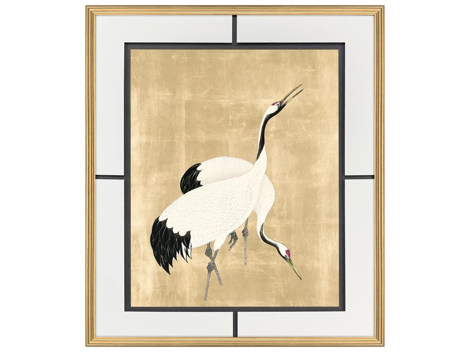 Cranes On Gold I Framed Art