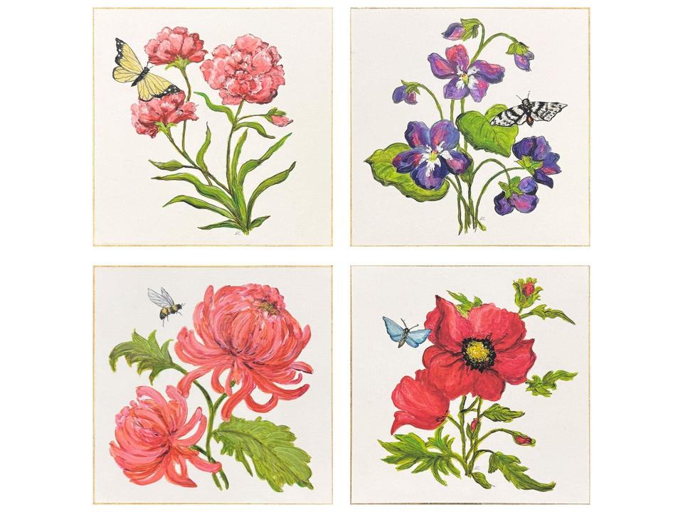 Floral Snapshot III Painting Set of 4
