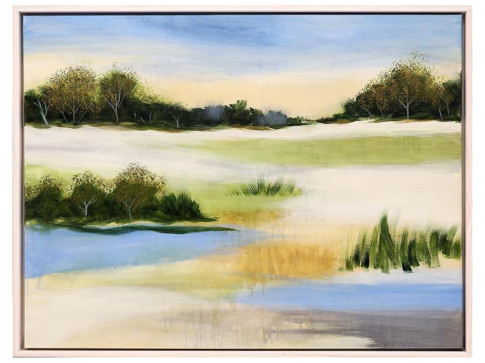Soft Focus I Canvas Wall Art in Whitewash Wood Floater Frame