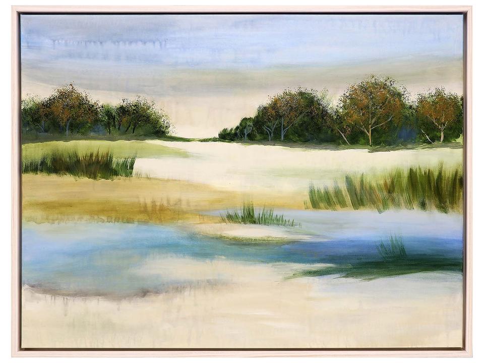 Soft Focus II Framed Canvas Wall Art with Whitewash Floater Frame