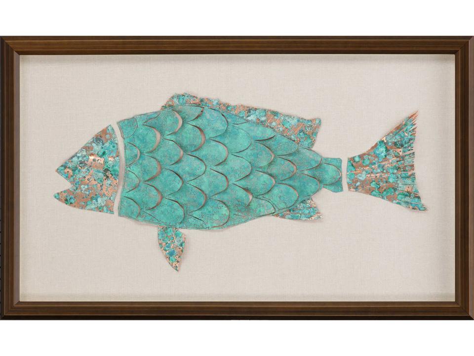 Ocean Wonder-II Metal Wall Art with Dark Antique Bronze Wood Frame