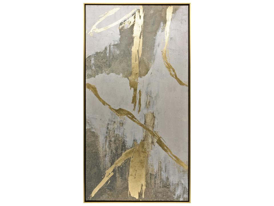 Metallic Expression I Hand-Embellished Canvas Wall Art with Antique Gold Floater Frame