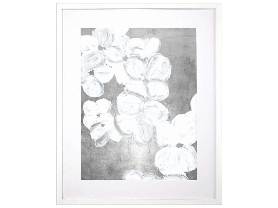 Spring Cascade Contemporary Framed Wall Art with Silver Leaf Embellishment