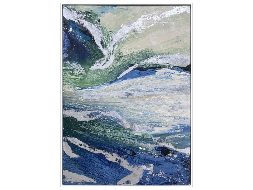 Color Spritz Abstract Giclee Canvas Wall Art in White Floater Frame